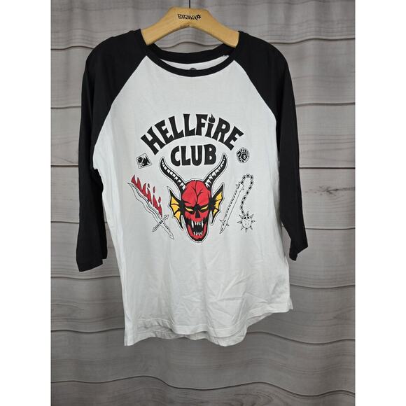 Stranger Things Hellfire Club Logo Baseball Shirt Size M 8/10 #J - Picture 1 of 5